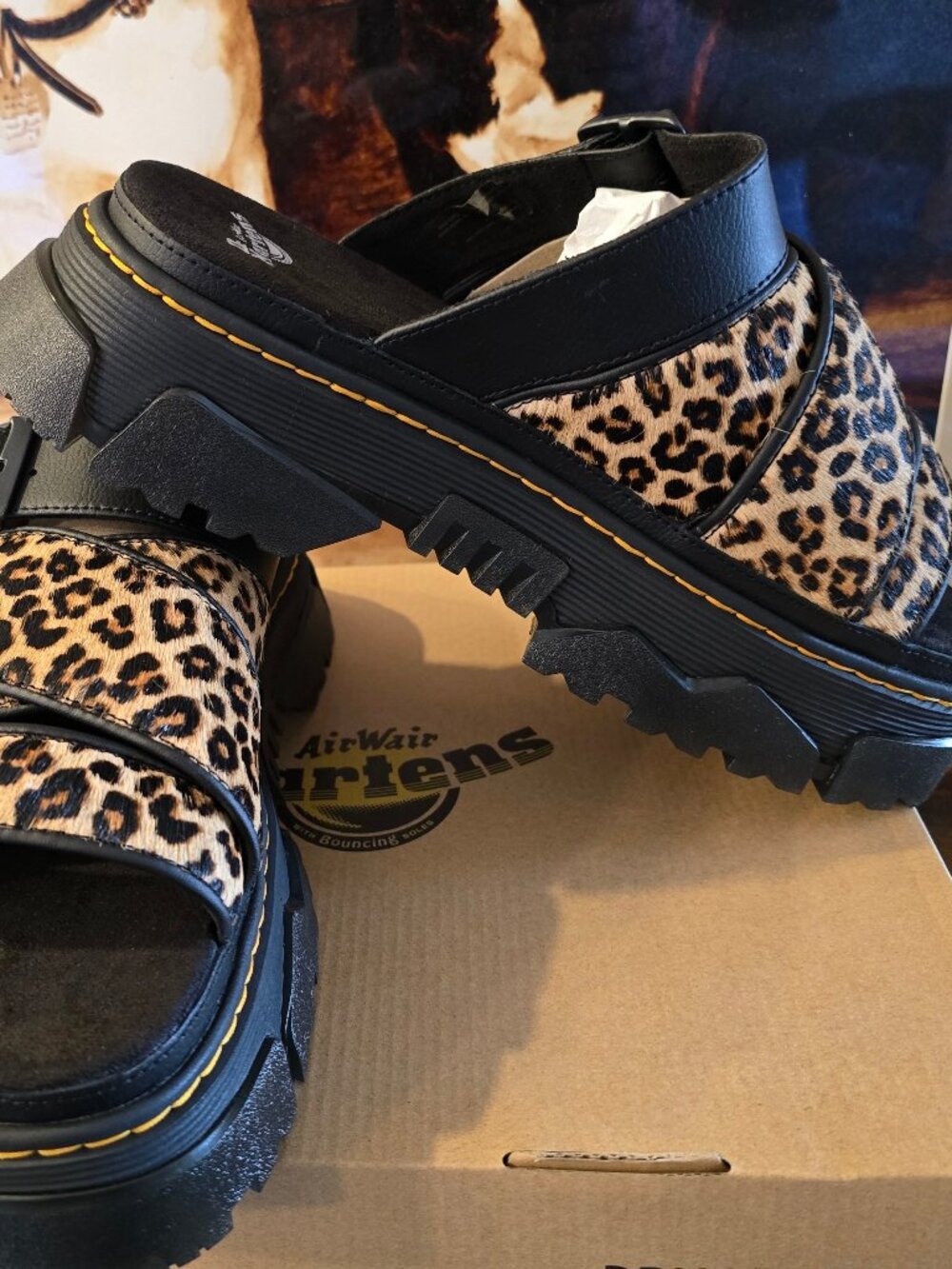 DR. MARTENS Mattison Leopard Print Slide Sandals Mule Women's Size 11 US NEW
